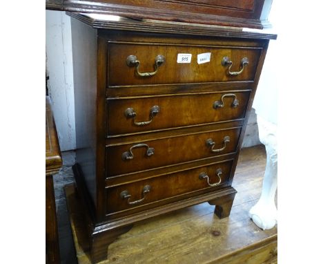A reproduction mahogany small chest of 4-drawers on bracket feet, width 1'7", height 2'1".