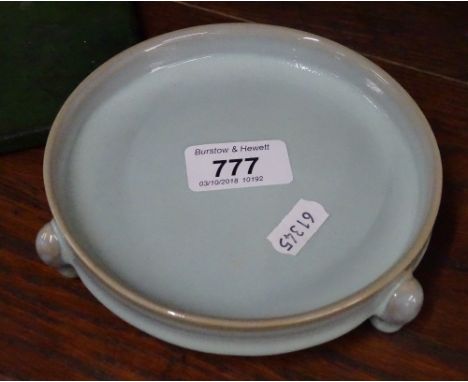 Chinese celadon tripod stand, diameter 5.5"
