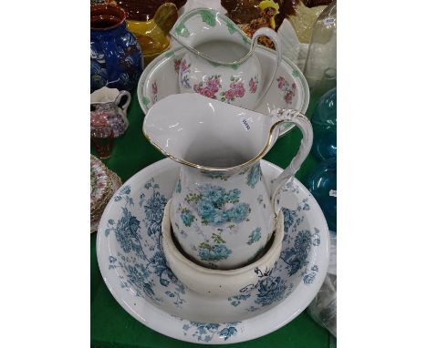 An Edwardian wash jug and basin, and other china