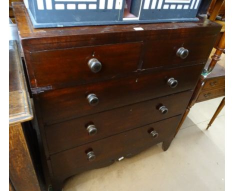 A Georgian mahogany 5-drawer chest, bracket feet, width 96cm