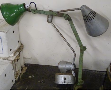 2 Vintage bench-mounted angle-poise lamps