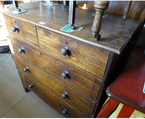 A Georgian mahogany chest with 2 short 2 long drawers on bracket feet, W 93cm