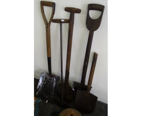 Various Vintage long handled gardening tools, and a Waymaster scales up to 300lbs