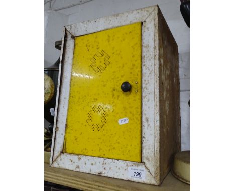 A Vintage industrial chrome plate angle-poise lamp, and an enamel metal cupboard (2)
