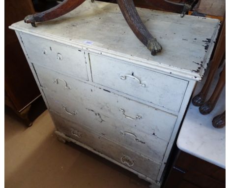 A painted chest of 2 short and 3 long drawers, on bracket feet, W 87cm