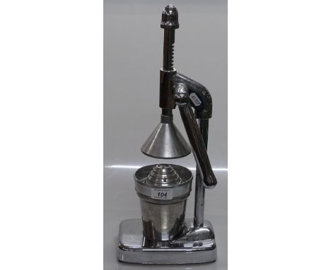 A chrome plate bar-top lemon squeezer, height 15"