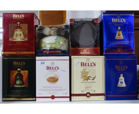 Old St Andrews and McGibbon's whiskies, 6 boxed Bell's whiskies in ceramic decanters