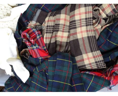 A large number of tartan sashes, Vintage baby's gowns etc