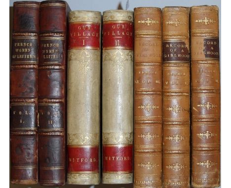MITFORD (Mary Russell) Our Village, two vols., new edition 1852, engraved titles and vignette titles, half vellum a little da