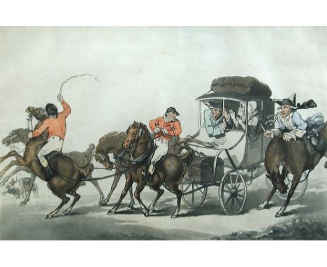Thomas Rowlandson (1756-1827), English Travelling or The First Stage from Dover, coloured etching and aquatint, 1785, 32.5 x 