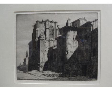 Ian Strang, San Gil, Burgos, drypoint etching, 1927, signed in pencil lower right, 22 x 27.5 cm (plate); together with Louis 
