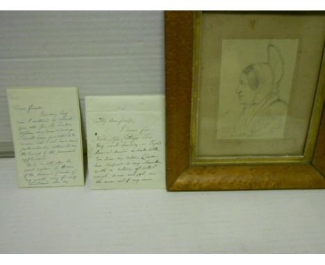 OPIE (Amelia) Two autograph letters signed, 1842 and 1844, 'Dear Friends...'; and a pencil sketch head portrait of Mrs Opie, 