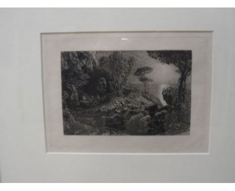Samuel Palmer (1805-1881), Moeris and Galatea, etching, c. 1880, 23.5 x 19 cm (plate)  