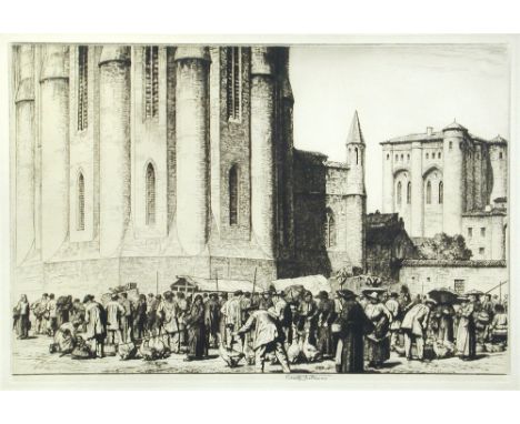 Stanley Anderson, The Goose Fair, Albi, drypoint etching, 1927, edition of 75, 23 x 34 cm (plate), signed in pencil bottom ce