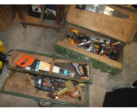 TWO JOINER TOOL BOXES TOGETHER WITH CONTENTS
