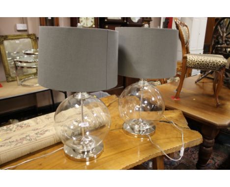 A PAIR OF MODERN TABLE LAMPS &amp; SHADES