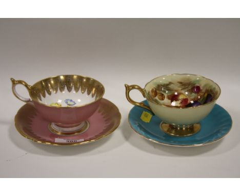 TWO AYNSLEY CUP AND SAUCERS