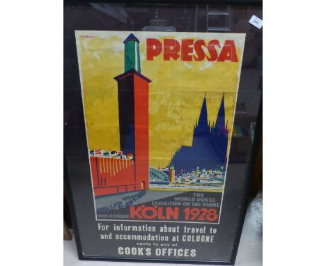 A framed World Press Exhibition poster Koln 1928 40'' x 26''