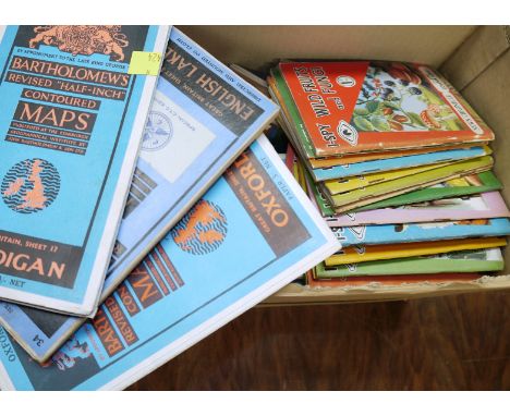 A large collection of vintage ''I Spy'' books; a selection of Bartholomew maps