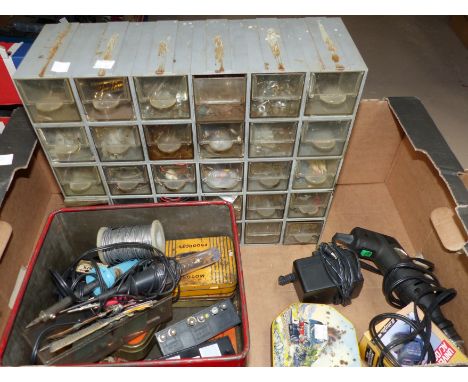 Three loco controllers, a quantity of hardware, tools and construction items