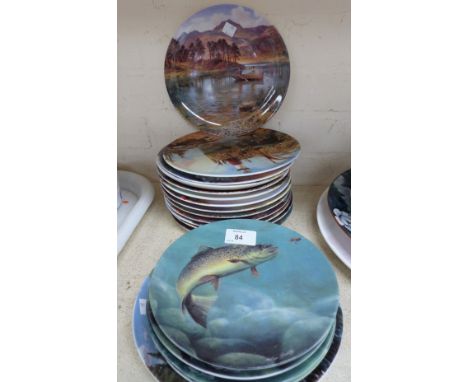 A selection of collectors' plates, Royal Worcester etc, angling scenes, fish etc