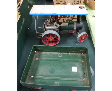 A Mamod steam traction engine and trailer