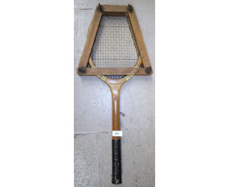 A SLAZENGER P.M. (Perry) vintage tennis racket with press