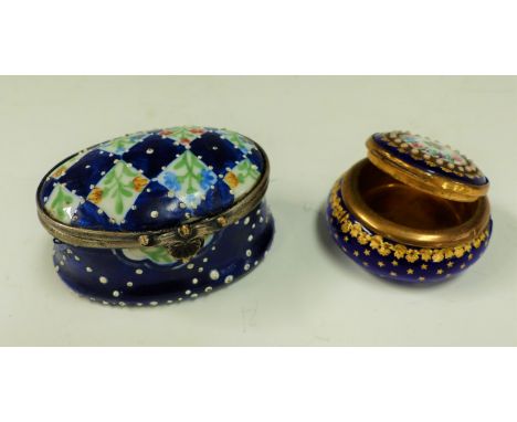Two enamelled patch boxes