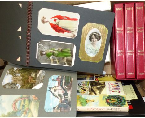 A collection of vintage postcards including 2 airship examples