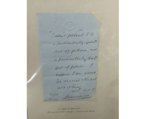 A collection of 19th and early 20th century manuscript and typescript letters to include 2 examples by SIR HENRY IRVING, by S