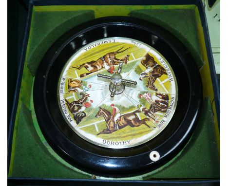 An early 20th century SANDOWN roulette horse racing game, boxed