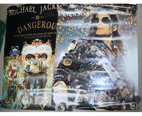 a Michael Jackson Dangerous video poster on vinyl 70 x 181/2'', and a selection of other posters mainly Michael Jackson and s