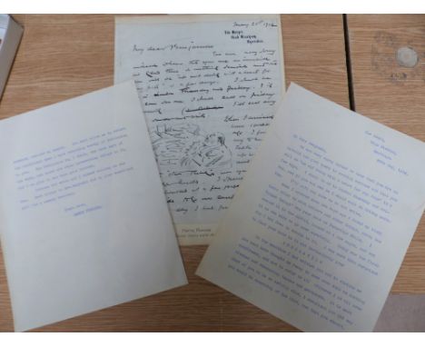 HARRY FURNISS - artist and illustration, a two leaf autograph letter addressed to ''My Dear Benjamin.....'' with thumb nail p