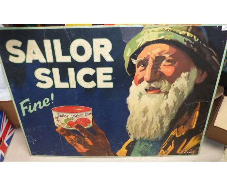 A large shop poster advertising Sailor Slice, backed on wood 29'' x 39'' (please note restoration of the poster has taken pla