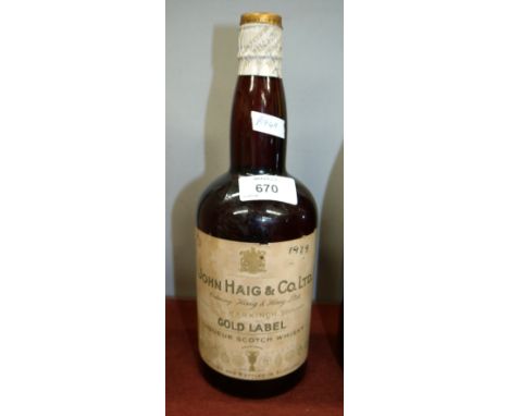 A bottle of John Haig & Co ''Gold label Liqueur Scotch Whisky'' circa 1939