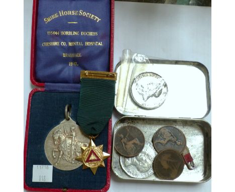 A SHIRE HORSE SOCIETY silver medal cased etc.