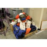 Pallet of High Voltage Safety, Gear, Face Shields, Gloves, Electrical Lab Coats, Hard Hats, Safety