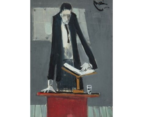 • † SEIF WANLY (EGYPTIAN 1906-1979) MAHMOUD DARWISHgouche on papersigned in Arabic Seif Wanly upper right31.5 x 22.5cm; 12 1/