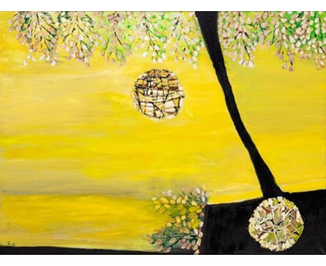 • NADIRA AZZOUZ (IRAQI 1927-2020) TREE OUT OF THE ROCKsigned in Arabic lower leftmixed media on canvas75 x 100cm; 29 1/2 x 39