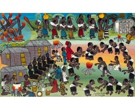 MOHAMED CHARINDA (TANZANIAN 1947-2021) UNYAGIO WA KIMAKUA (INITIATION CEREMONY)signed in English Charindra; titled in Swahili