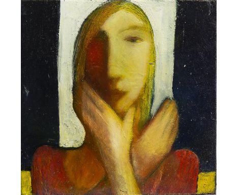 * JOHNATHAN HOOD (SCOTTISH b 1957), PORTRAIT oil on board, signed, titled and dated 2014 verso 22.5cm x 22cm Framed