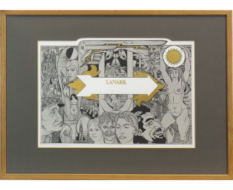 * ALASDAIR GRAY (SCOTTISH b 1934 - ), LANARK - BOOK JACKET lithograph, signed, inscribed, dated 19.2.81, and numbered 28/45 i