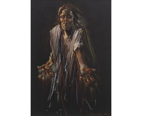 * PETER HOWSON OBE (SCOTTISH b 1958), THE DISCIPLE II pastel on paper, signed and dated 2012 29cm x 20cm Mounted, framed and 