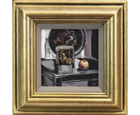 * ETHEL WALKER (SCOTTISH b 1941), THE CHINESE BOX oil on canvas board, signed, further signed, titled and dated '95 on label 