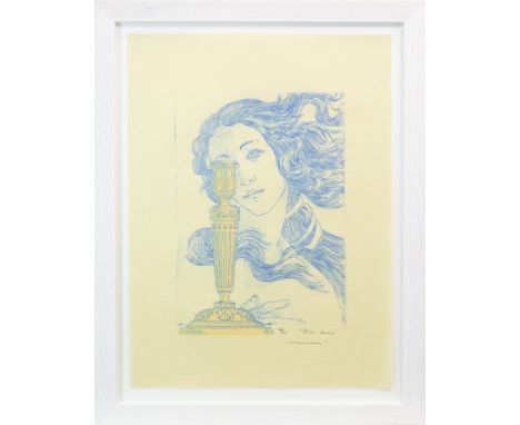 NANA SHIOMI RE (JAPANESE b 1956), BLUE VENUS woodcut, signed, titled and numbered 46/50 in pencil 50.5cm x 36cm Framed and un