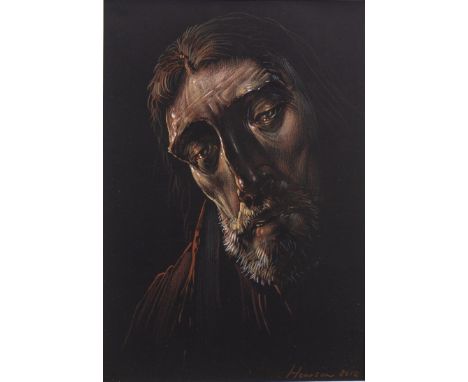 * PETER HOWSON OBE (SCOTTISH b 1958), THE DISCIPLE pastel on paper, signed and dated 2012 29cm x 20cm Mounted, framed and und