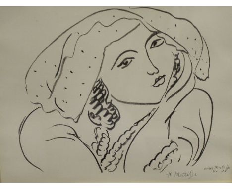 AFTER HENRI MATISSE (1869-1954) "Woman resting head upon her hand", black and white lithograph, signed, No'd. and dated '15 w