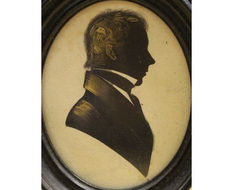 EARLY 19TH CENTURY ENGLISH SCHOOL "M G Cooper - North Walsham 1828", a silhouette miniature portrait, bust on paper, unsigned