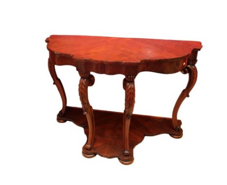 Console lastronata in noce con quattro piedi arcuati e intagliati cm. 135x66xh88 Luigi filippo metà '800