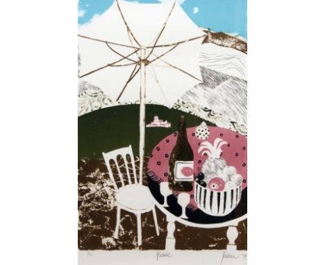 MARY FEDDEN, SIGNED AND DATED 99 IN PENCIL TO MARGIN, LIMITED EDITION (33/75) COLOURED LITHOGRAPH, Picnic , 23 x 15